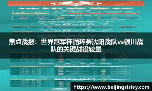 焦点战报：世界冠军杯循环赛沈阳战队vs银川战队的关键战役较量